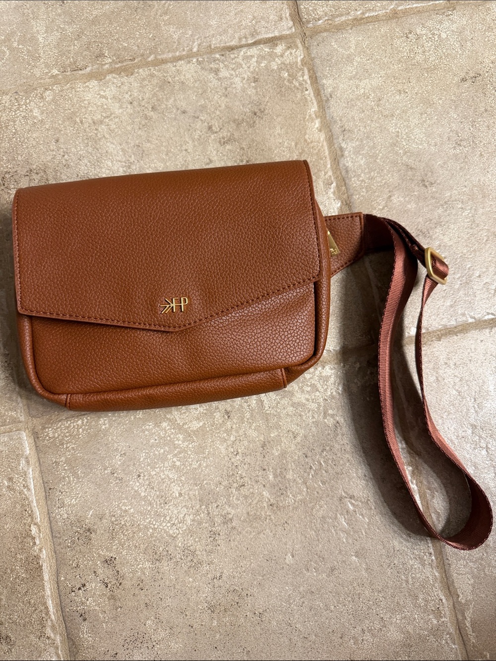 Freshly Picked Brown Leather Crossbody Bag with Adjustable Strap